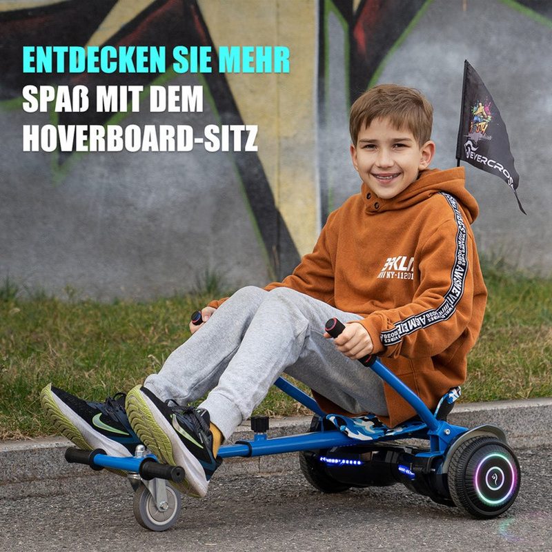 Evercross Balance Scooter »EVERCROSS 65 Zoll Hoverboards mit Sitz App-fähige Bluetooth Hoverboards Go Kart mit 3 Pedallichter Selbstausgleichender Elektroroller Geburtstag Kinder Erwachsene«