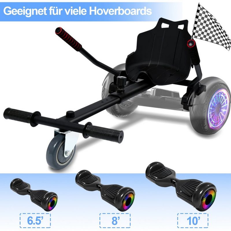 Clanmacy Balance Scooter Kart »Hoverkart für Hover Board Hoverboard Schwarz Sitzscooter Scooter Sitz hoverkart Sitz Hoverseat«
